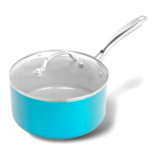 Gotham Steel Aqua Blue 3 Quart Saucepan with Lid, Ultra Nonstick Sauce Pan with Lid, Small Pot with Lid, Ceramic Nonstick Saucepan 3 Quart, Small Sauce Pot, 3 Qt Pot, Oven & Dishwasher Safe, PFOA Free