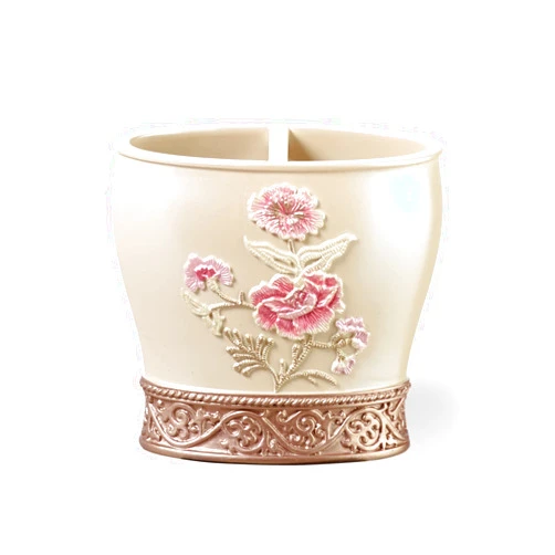 Popular Bath Dublin Rose Collection Tooth Brush Holder Beige