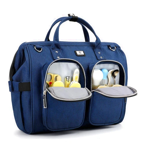 Pomelo Best Diaper Bag Totes with Changing Pad & Stroller Straps, Large Portable Newborn Baby Bags, Unisex and Stylish Travel Diaper Backpacks for Mom and Dad (Blue)