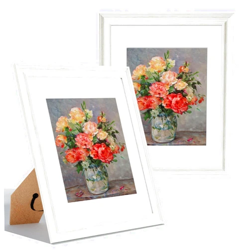 Vittanly 11x14 Picture Frames Set of 2, Display 8x10 Pictures with Mat or 11x14 without Mat, Rustic Picture Frames for Wall Mount or Tabletop Display, Photo Frame Collage for Wall Decor, White