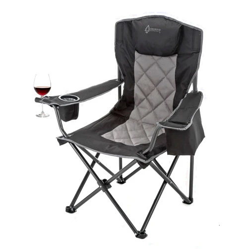 ARROWHEAD OUTDOOR Portable Folding Camping Quad Chair w/ 6-Can Cooler, Cup & Wine Glass Holders, Heavy-Duty Carrying Bag, Padded Armrests, Headrest & Seat, Supports up to 450lbs, USA-Based Support