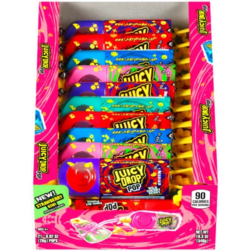 Juicy Drop Sweet & Sour Lollipop Variety Party Pack - 21 Count Sweet Lollipop Suckers & Sour Gel in Assorted Fruity Flavors - Fun Sour Candy For Birthdays And Parties - Sour Candy Variety