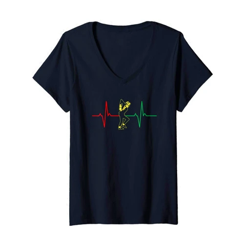 The Rudeboy Dancehall Ska Clothing Co. Womens Ska lifeline heartbeat ska music rude boy V-Neck T-Shirt