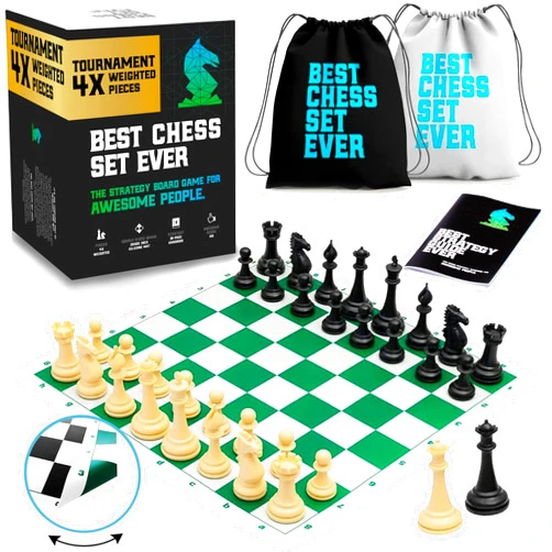 Chess Geeks Best Chess Set Ever 4X Quadruple Weighted Tournament Chess Game (4.4