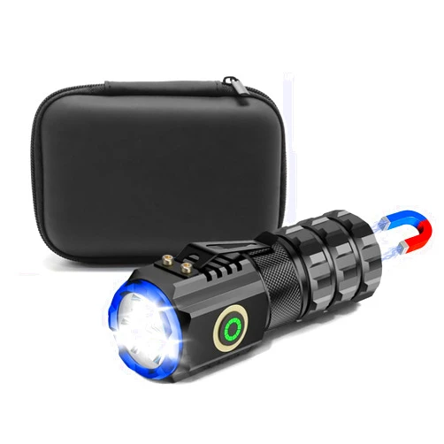 XTAUTO Portable LED Mini Flashlight, Rechargeable EDC Small Pocket Flashlight 6 Lighting Modes w/Magnet Clip Waterproof for Camping Hiking Night Walking Running Outdoor Emergency