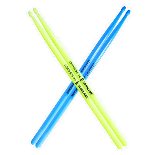SONICAKE 5A Drum Sticks, 2 Pairs Glow Nylon Drumsticks with Anti-Slip Handles, Luminous Sticks for Adults Practice, Musical Instrument Percussion Accessories (Blue and Green)