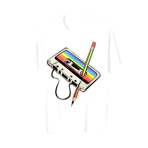 Vintage Music Lovers Retro Audio Cassette Fans Nostalgic Cassette Pencil Rewind Retro 80s 90s Vibes T-Shirt