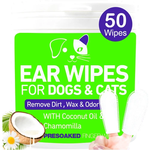 Yibesi Pet Ear Wipes for Dogs and Cats - Dog Ear Cleaner Wipes, Cleaning and Deodorizing - Remove Debris & Wax, Improve Ear Itching, and Infections - 50 Count Finger Wipes