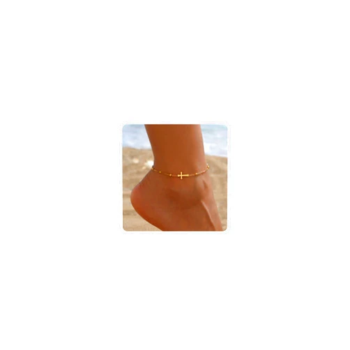 Kyazeo Dainty Cross Ankle Bracelets for Women 18K Gold Plated Tiny Pearl Colorful Beads Beach Summer Simple Foot Jewelry Anklets for Jewelry Gift