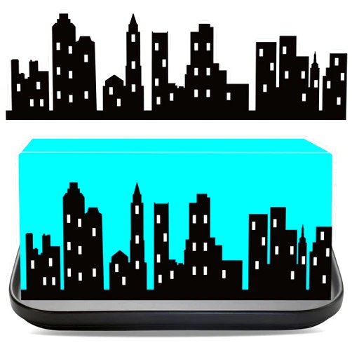 Chinco 4 Pieces Hero City Cake Border Decoration Black Skyscraper Building Cake Topper Stick on or Lay on Building Images Lighted City Cakes Wrap for Hero Birthday Party Favors Supplies