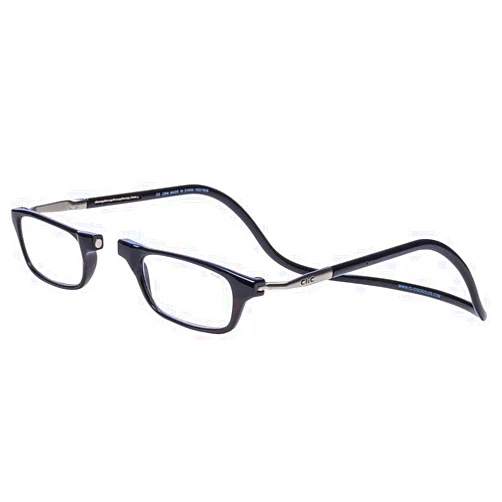 Clic Magnetic Reading Glasses for Men or Women, Computer Readers, Original Long (M-L, Black, 2.00 Magnification)