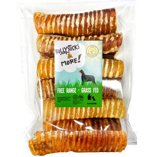 BULLYSTICKS & MORE 6 Inch Beef Trachea (6 Inch - 12 Pack) | Beef Trachea for Dogs | 100% Grass Fed Beef | Dog Parents Choice Beef Trachea Dog Chews | Long Lasting Beef Trachea Dog Treats