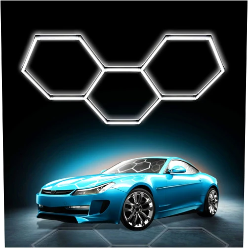 CDKMAX LED Hexagon Garage Light 3.0 Hex Grid Honeycomb Shop Light 135W 21400LM 6500K Hexagon Lighting System Car Detailing Shop LED Ceiling Lights for Home Gym Garage Workshop Basement Warehouse