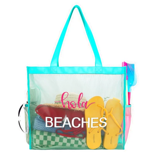 Montana West Large Mesh Beach Tote Bag Net Mesh Pool Bag with Two Pockets