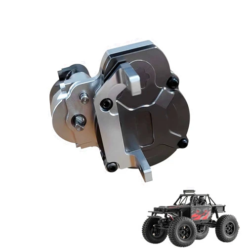Generic RC Metal Transmission Center Gearbox Case with Gear for FMS FCX18 LC80 1/18 RC Crawler Car Upgrades Parts Complete Gearbox Transmission Case for FMS FCX18 Accessories (Sliver)