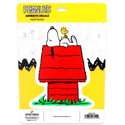 Open Road Brands Peanuts Snoopy On Dog House Adhesive Vinyl Decal - Adorable Snoopy Sticker Decal for Car, Window, Water Bottle or Laptop