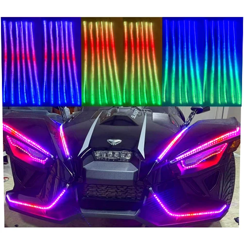 Ydzwavui Bluetooth + Remote Control 12PCS 6.5FT 2Meters 78inch Single Row Dream Color Chasing Illuminated LEDs Light Strips for Car Truck Spyder Ryker Polaris Slingshot Hood Rear Lights