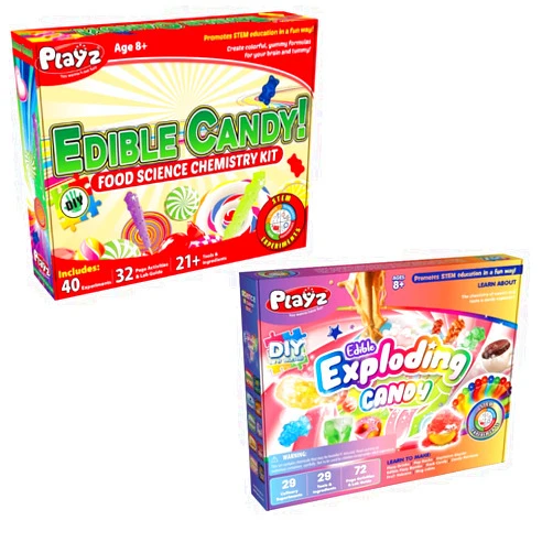 Playz Edible Candy Making kit with Playz Edible Exploding Candy Fun Science Experiments Kits for Kids