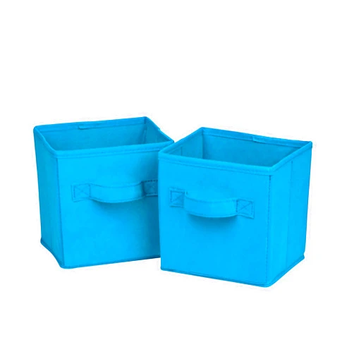 Honey-Can-Do SFT-02126 Mini Soft Fabric Storage Bin, 2-Pack, Aqua Blue, 7 by 7 by 5.75-Inch