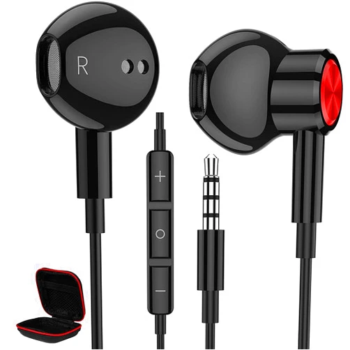ACAGET 3.5mm Wired Headphones for Samsung A14 A23 A15, 3.5mm Earbuds for iPhone 6S Plus 6 5S Noise Cancelling Android Earphones Magnetic Headset with Mic for Galaxy S10 S9 A25 A52 Pixel 7A iPad 9 MP4