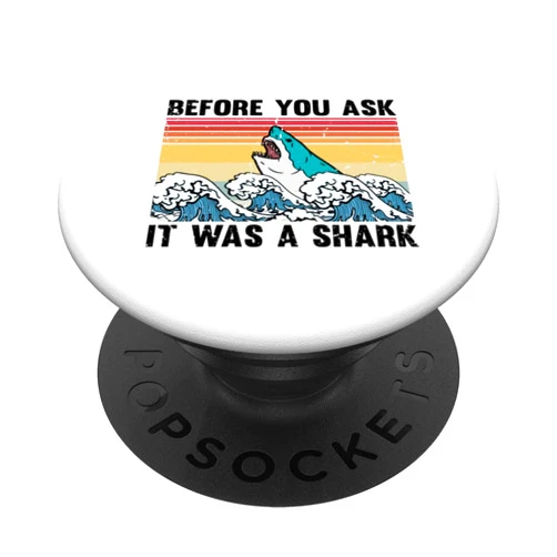 Retro Amputated Statements Sarcastic Graphic Gag Vintage Ironically Asking Amputees Shark Illustration Puns PopSockets Swappable PopGrip