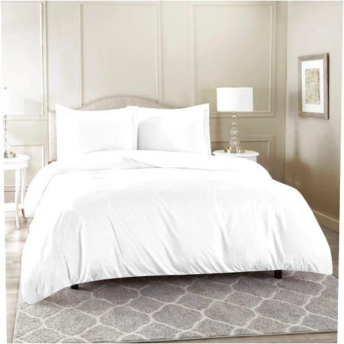 YASH BEDDING 800 Thread Count White Oversized Queen Size Duvet Cover Set, 3 Piece Double Brushed Cotton with Button Closure, 1 (98 x 98) inches and 2 Pillow Shams
