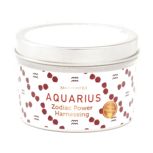 Magnificent 101 Aquarius Zodiac Sign Candle - Choose Your Birthdate - Great Holiday Gift for Horoscope and Astrology Fans - Scented Soy Wax in 6 oz Tin Holder Ideal for Men’s and Women’s Décor Style