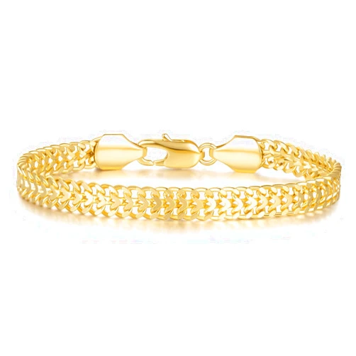 KYAYE Gold Bracelets for Women Men Cuban Link Bracelet 14k Gold Chain Bracelet Dense Double-Row Design Fixed Sizes Men Bracelets Women’s Bracelet Ideal for Gifts 6.5, 7, 7.5, 8, 8.5in