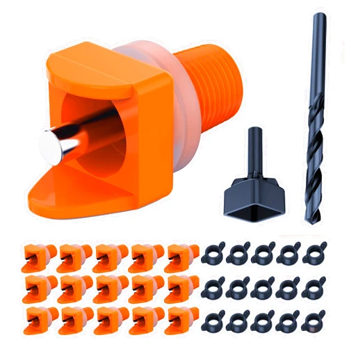 Lil'Clucker Horizontal Chicken Waterer Nipples, Pack of 15 Chicken Nipple Waterer with Drill Bits, Easy Install Automatic Chicken Waterer System, No Leak Chicken Water Feeder, Poultry Waterer - Orange
