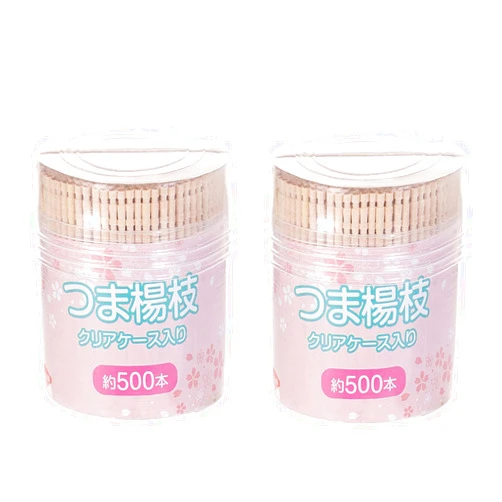WEYNG Natural Bamboo Wooden Toothpicks Wood Round Single-Point Teeth Tooth Picks in Clear Plastic Storage Box (2 Boxes Totally 1000 Counts)