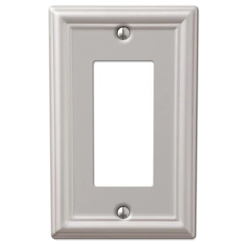 Amerelle 149RBN 1 Rocker Wall Plate, 1 Duplex Outlet, Brushed Nickel
