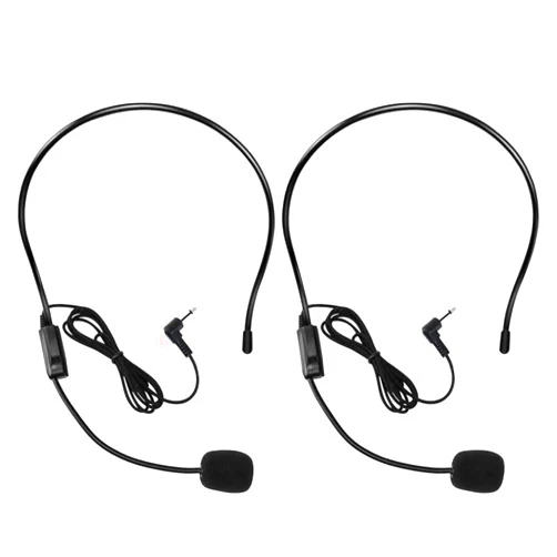 VOVIGGOL 2Pcs Microphone Headset Mic, Flexible Wired Boom for Voice Amplifier, 3.5mm Connector Jack Headset Microphone for Singing, Speaking, Teachers, Coaches, Presentations, Seniors and More