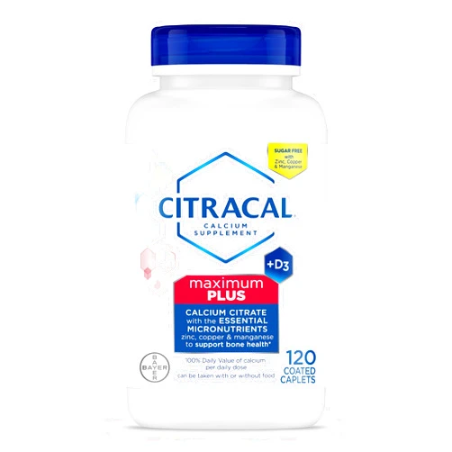 Citracal Maximum Plus, 650 mg Calcium Citrate, easily absorbed and highly soluble with 25 mcg (1000 IU) Vitamin D3, Bone Health Support, Calcium Supplement for Ages 12+, 120 Count