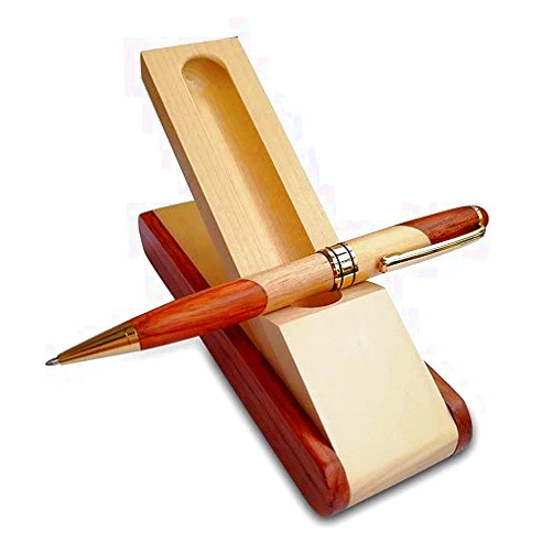 Renawe Luxury Wooden Ballpoint Pen Gift Set with Business Pen Case Display, Nice Writing Pen with Box and Gel Ink Refills Fancy Business Wood Pen Stand for Men Women Designer Executive Pen
