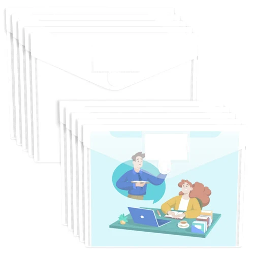 Sooez 10 Pack Plastic Envelopes File Folders, Clear Folder for Document US Letter A4 Size Poly Envelopes with Label Pockets for School Home Work Office Organizer, Clear