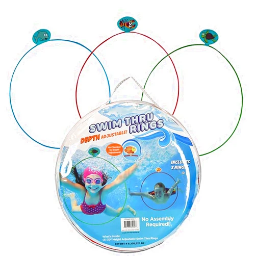Stream Machine Water Sports Swim Thru Rings, Swimming Pool Toys for Summer Activities and Outdoor Games, Assorted Pack
