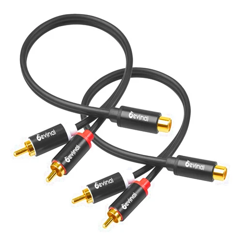 Devinal RCA Y Adapter 1 Feamle to 2 Male RCA Splitter, subwoofer Splitter Cable Gold Plated 10 inch