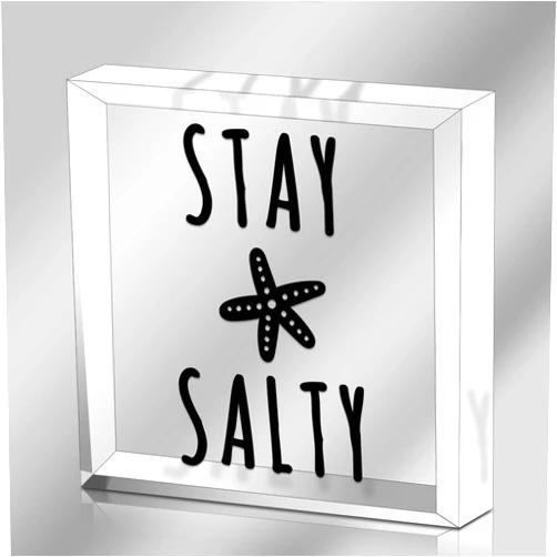 MUNLICAR Stay Salty Sign Decor, Seaside Cottage Decor for Farmhouse Beach, Funny Office Decor for Desk Cubicle Home, Summer Beach Square Decoration Sign Acrylic