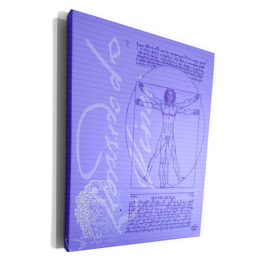 3dRose Leonardo da Vinci Vitruvian Man Design in Purple... - Museum Grade Canvas Wrap (cw_219243_1)