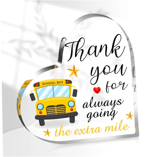 Tatuo School Bus Driver Appreciation Gifts for Men Women Acrylic Heart Appreciation Back to School Gifts Bus Driver Gifts Graduation Birthday Gift for Student Bus Driver(Bus Driver,3.9 x 3.9 Inch)