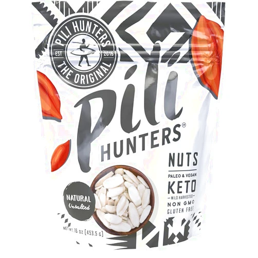 Pili Hunters - Wild Sprouted Pili Nuts, Natural Unsalted Plain (1 lb Bag) Keto/Paleo/Vegan Snacks, Low Carb Energy, Gluten Free, No Sugar Added, Superfood, The Original