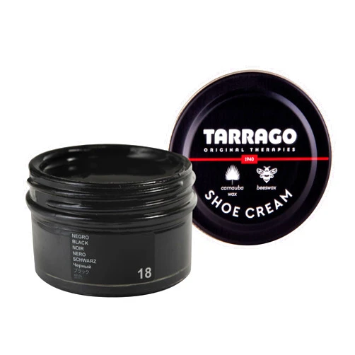 Tarrago Shoe Cream Professional Shoe Polish for Leather Boots, Shoes, Purse, Furniture Eco Friendly Leather Conditioner 1.7oz - Black #18