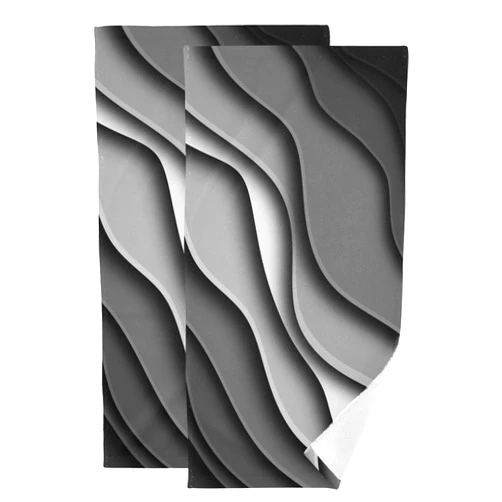 KENADVI Black White and Gray Stripes Hand Towels for Bathroom Set of 2 Soft Absorbent Mid Century Modern Beach Wave Kitchen Towel,Decorative Bathroom Towels for Bath Guest Shower Face Hair 14