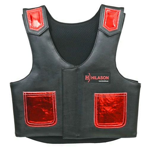 HILASON Bull Riding Vest Kids Junior Youth Bull Pro Rodeo Leather Blue/Metallic Red | Youth Rodeo Vest | Leather Vest