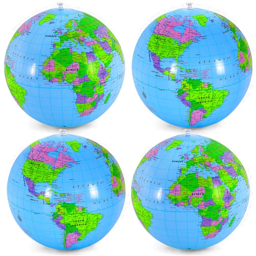 YOTHORN 4 Pcs 16 Inch Inflatable Globe,Blow up World Globe Beach Ball,Inflatable Earth Beach Ball for Beach Playing or Teaching,Party Bags,Summer Pool Party,PVC Material
