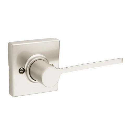 Kwikset Ladera Door Lever Right Handed Half Dummy Door Handle, Square Rose in Satin Nickel