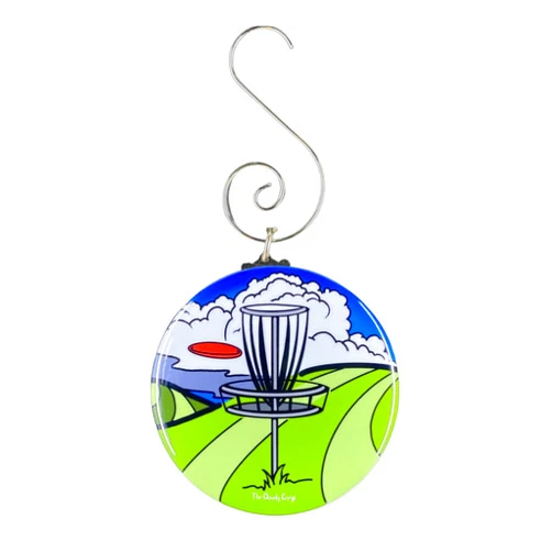The Cloudy Corgi Disc Golf Mini Ornament, Psychedelic Christmas Tree Decoration, Retro Disc Golf Holiday Decor, Handmade Ornament by The Cloudy Corgi