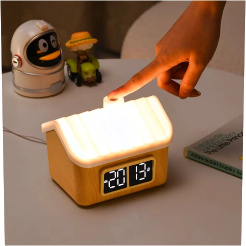 YUN CHUANG Creative Children's Cartoon House Wake-up Light White Noise Night Light Clock Cartoon House Children's Companion Sleep Plug-in Night Light Gifts