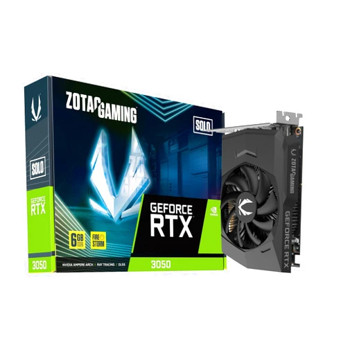 ZOTAC Gaming GeForce RTX 3050 6GB GDDR6 Solo 96-bit 14 Gbps PCIE 4.0 Super Compact Gaming Graphics Card, ZT-A30510G-10L