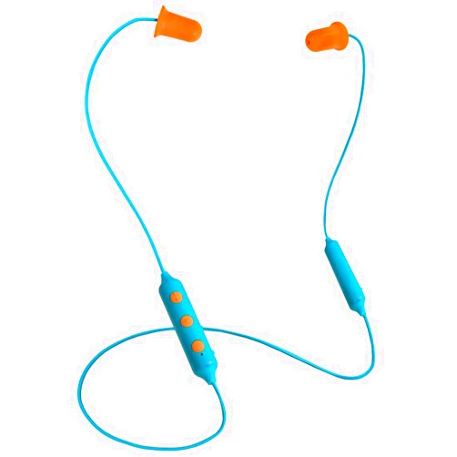 Plugfones Basic Pro Wireless Bluetooth in-Ear Earplug Headphones Earbuds 27 dB Noise Reduction Rating Headphones with Noise Isolating Mic and Controls 10 Hour Battery Life (Blue & Orange)